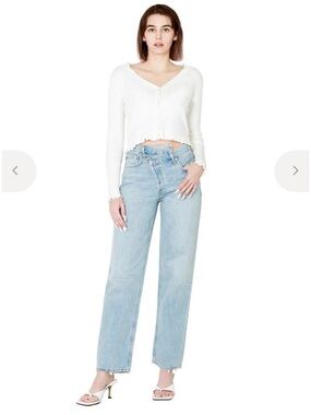 AGOLDE Upsized Criss Cross Jeans, Denim, Relaxed Fit, Light Wash, 27